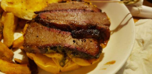 A peak into the deacon brisket sandwich