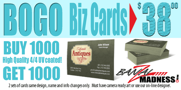 BOGO Biz Cards 2 for 1