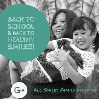 We see the whole family for their dental care. Back to school & back to healthy smiles!