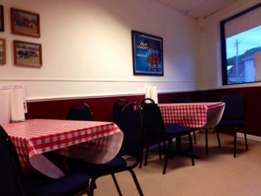 dining room (small; five tables)