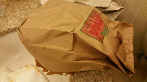 Leaky paper bag delivered . I had to get a towel to keep it from spilling on the floor.