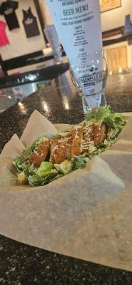 Ceaser Salad with Crispy Chopped Chicken.