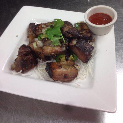 Dry fried rib with shiracha glaze