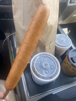 Corn dog and root beer