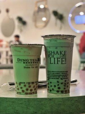 Regular Winter Melon Milk Tea and Large Taro Milk Tea