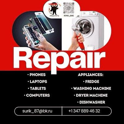 Repair of household and mobile appliances with on-site service.