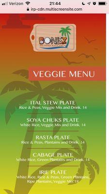 Vegetarian menu.