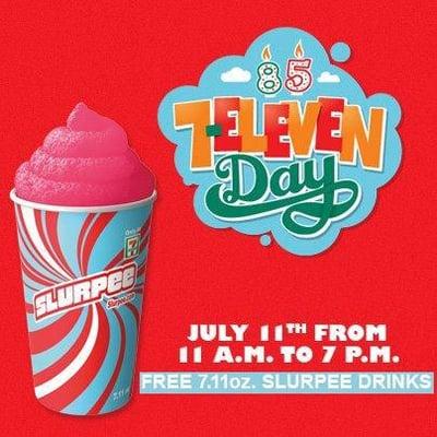 7-Eleven offers Free Slurpees every year on July 11. No purchase necessary. Check their website for special promotions.