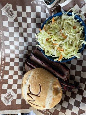 Brisket lunch with Carolina slaw.