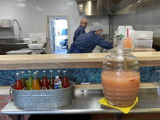 Strawberry/mint agua fresca and Mexican sodas