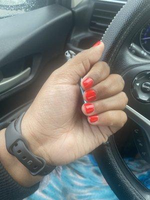 Poly gel overlay with red nails