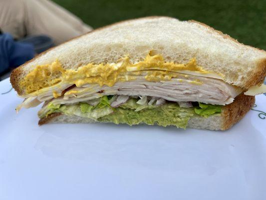 Christopher Columbus Sandwich. Turkey and avocado dominate.