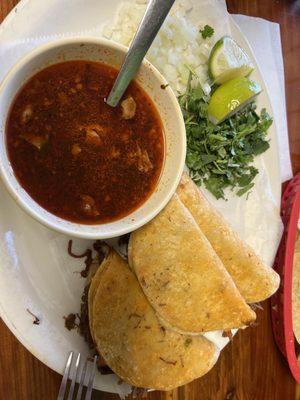 Consommé and quesibirria tacos