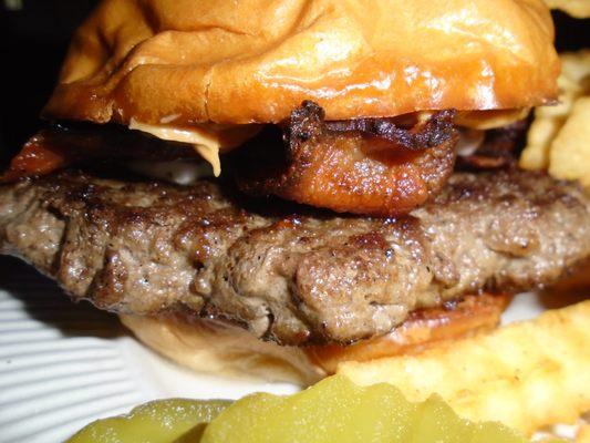 Peanut butter hamburger, close-up.