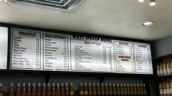 West Indian Menu