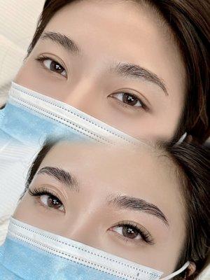 Hybrid lashes + brow lamination