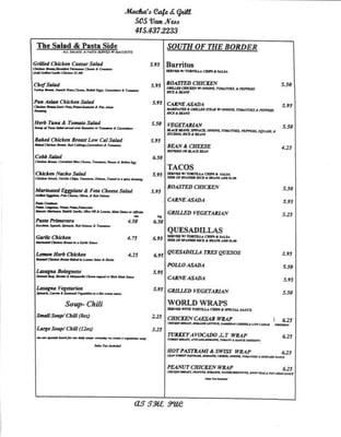 lunch menu, page 2