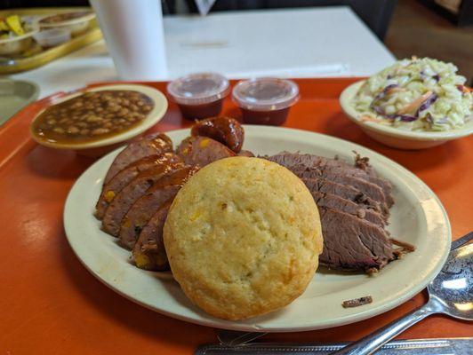 2 Meat Plate - Brisket and Jalapeno Cheddar Sausage