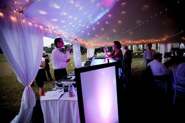 DJ Gregg performing at wedding on a farm