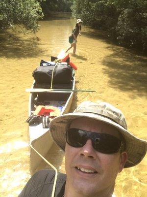 Exploring blackwater walking canoe back to the main river.