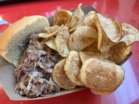 Steak sandwich and house made chips