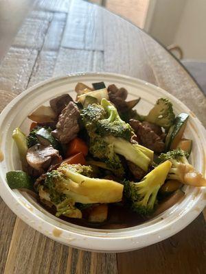 Hibachi steak and vegetables