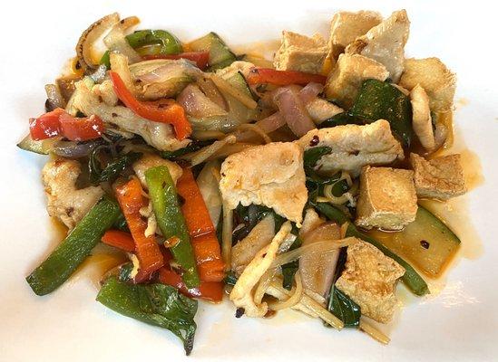 Basil chicken and tofu