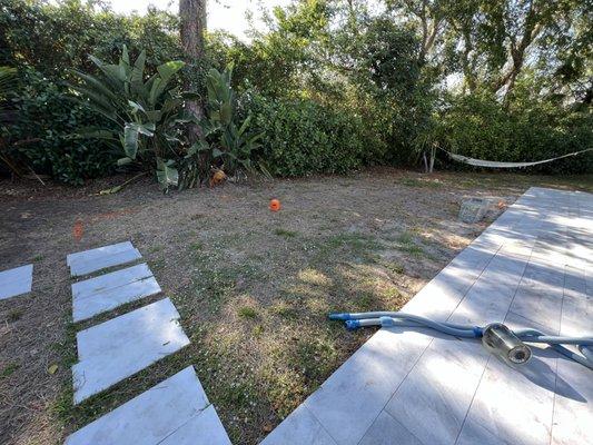 Area before we extended the pavers with King of Pavers