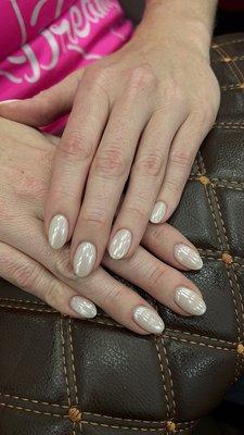 Dip manicure with chrome