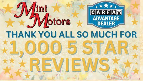 We are proud to announce we have over 1,000 positive Google Reviews. Thank you for all your support!