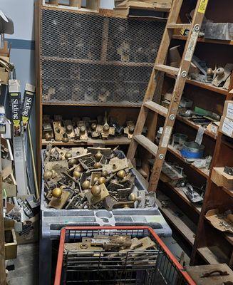 These door knobs are slated to be used in the building once it is renovated into apartment units.