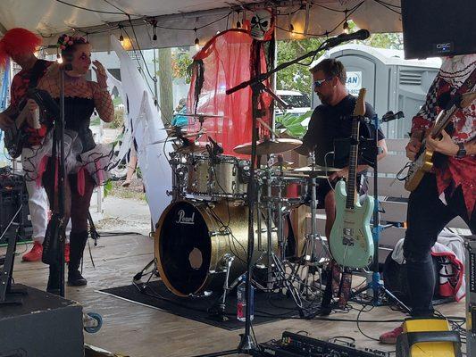 Band playing during the Annual Halloween Street Party 2024