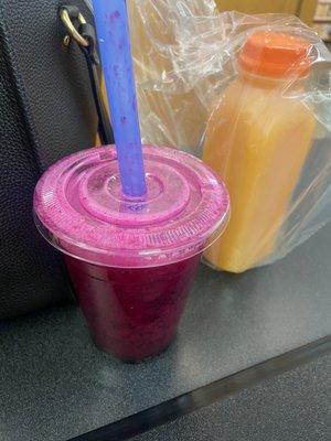 Super fresh just blended Dragon Fruit Juice & Orange Juice