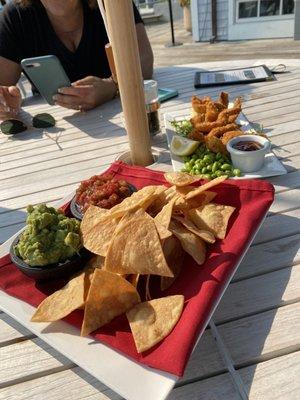 The chips and salsa with the coconut shrimp beyond