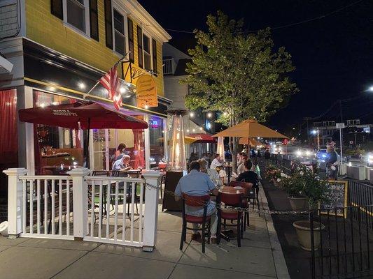 Outside seating for Covid restrictions. We ate inside and were the only ones at first. Nice set up.