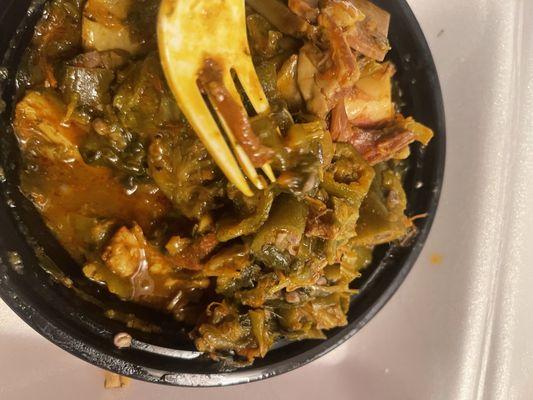 Okra soup with goat meat