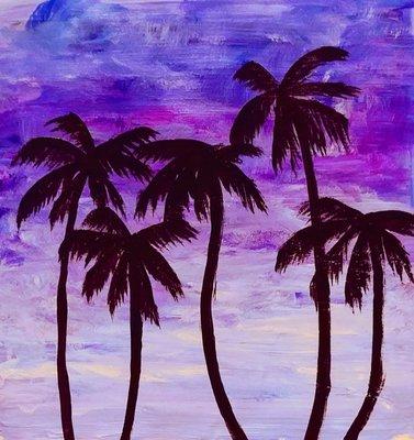 art mixer sunset palms canvas painting