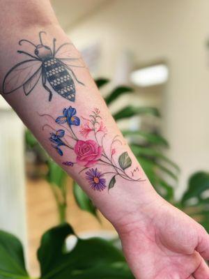 By Amber/ Watercolor bouquet tattoo