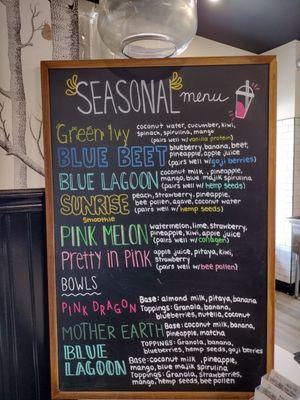 Summer seasonal menu