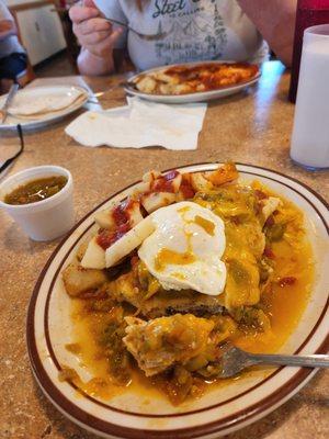 Bfast burrito smothered in green chile