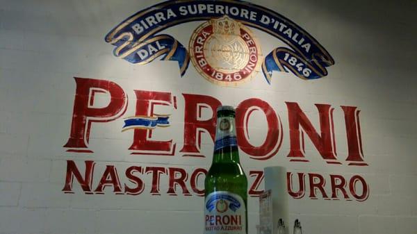 V pizza proudly serves Peroni and 9 other beers.