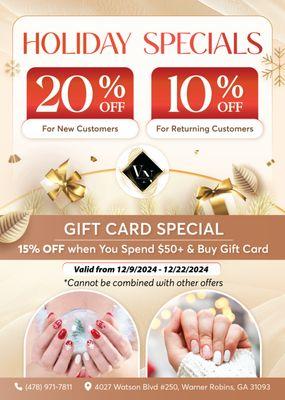 HOLIDAY SPECIALS AT VN NAILS AND SPA