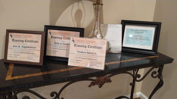 Funeral Directors recognition display