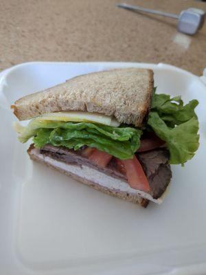 Scottsdale club sandwich on honey wheat.  This is half!