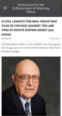 Law office of Kovitz, Shifrin, & Nesbit involved in fraud.