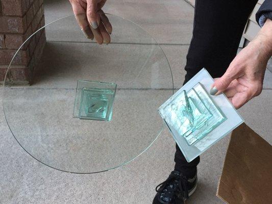 broken crystal cake plate