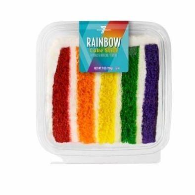 Rainbow cake slice