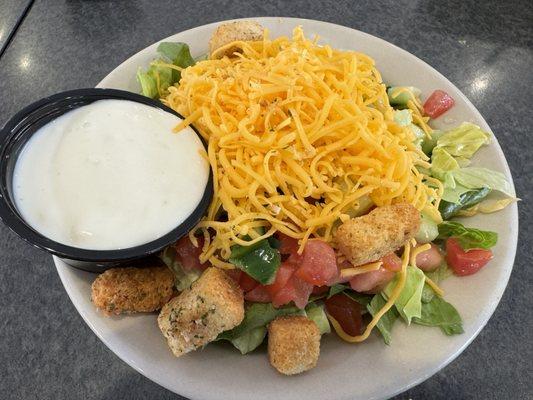 Garden salad with blue cheese dressing