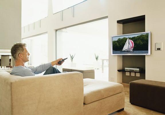 Enjoy HDTV and Surround Sound with Custom Home Entertainment.