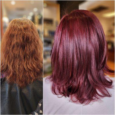 Full color
 Red Hair
 Layers
 Blowout